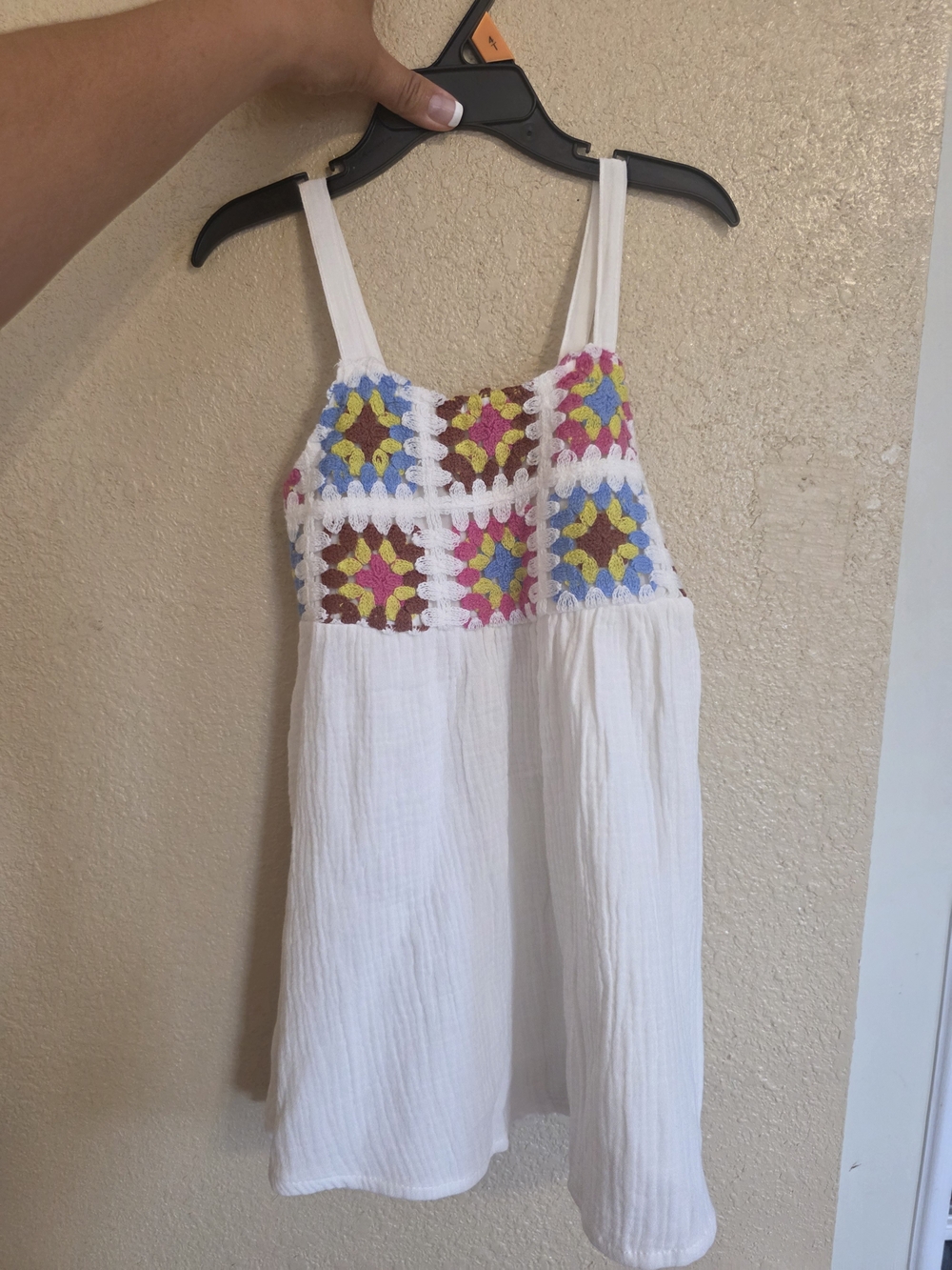 wonder nation White Sundress with Multicolor Crochet Bodice